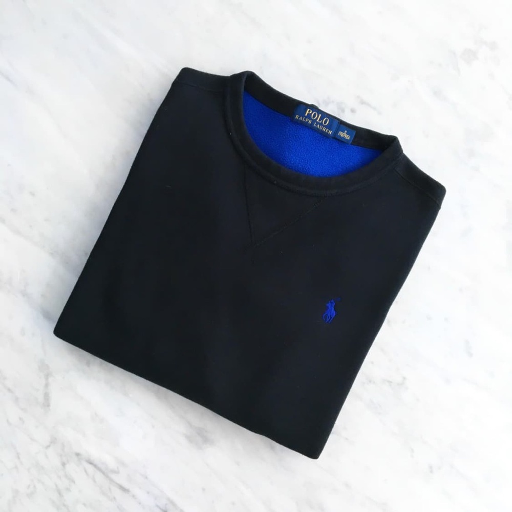 Polo by Ralph Lauren Black Crewneck Sweater with blue lining - Picture 3 of 9